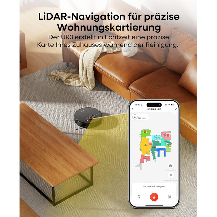 Робот-пилосос з функцією миття 5000Pa, потужний робот-пилосос з базою для самостійного очищення 3.5L, час роботи до 180 хвилин, навігація LiDAR, для збору шерсті тварин та прибирання килимів, керування через додаток, чорний