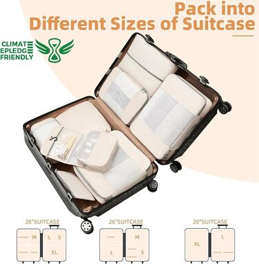 Набір органайзерів для подорожей BAGAIL з пакувальних кубів (10 шт), різні розміри для ручної поклажі та валізи, рожевий