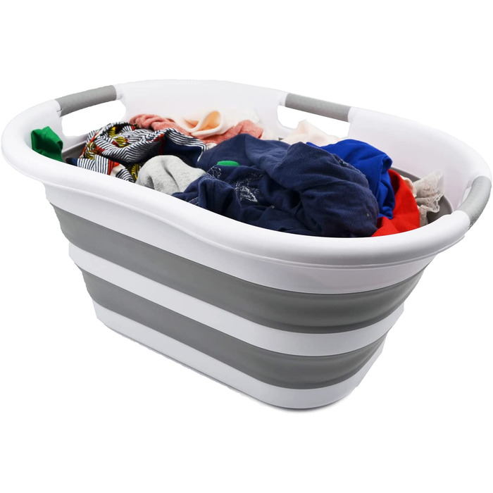 Складна Пластикова корзина для білизни SAMMART об'ємом 40 л, складна висувна корзина для зберігання / Органайзер-портативна пральна машина