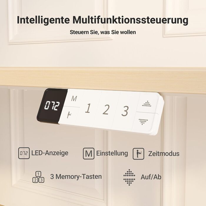 Регульований стіл Claiks 120x60 см: електричний, з пам'яттю, з гачками | Стіл для стоячи/сидячи