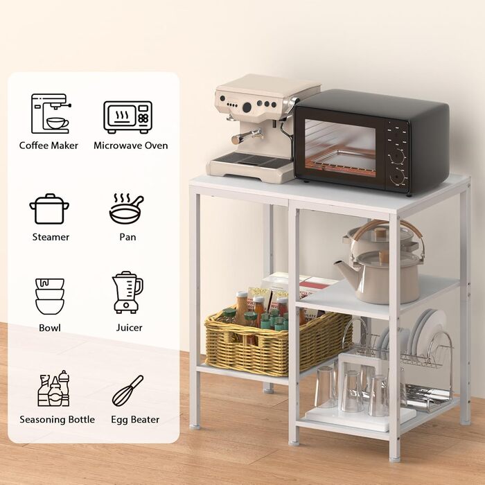 Металева кухонна вітрина-органайзер на 4 яруси, регульована, для кавової станції, чорна