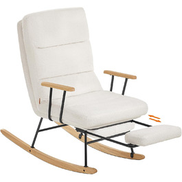 Крісло-гойдалка SONGMICS HOME з дерева каучука, флісова оббивка, регульована спинка, до 160 кг, для спальні/вітальні, LYY016LJ01 (кремовий)
