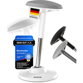 Ергономічний стілець-підставкою для сидіння та стояння - регульований офісний стілець та підставка для стояння з надзвичайно широкою основою та сидінням, стілець-стійка, що запобігає болю в спині та шиї (Білий)