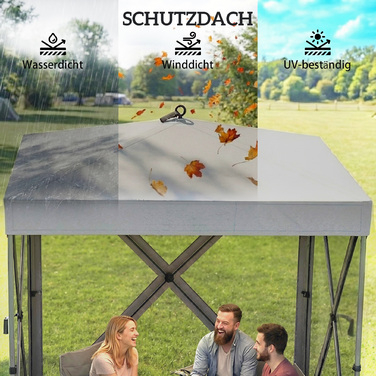 Намет-павільйон 1,85x1,85 м Водостійкий, Стабільний, Зимостійкий, Розкладний, з 4 сітчастими боковинами, кишенею, захистом від сонця SPF 30+
