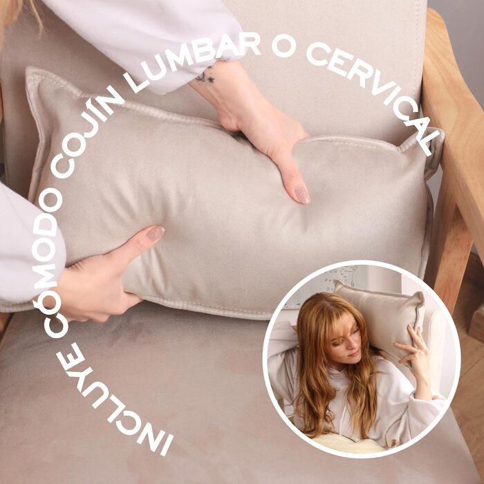 Крісло-гойдалка HOME DESIGN & CONFORT Paris з подушкою, масивне букове дерево (сірий/натуральний)
