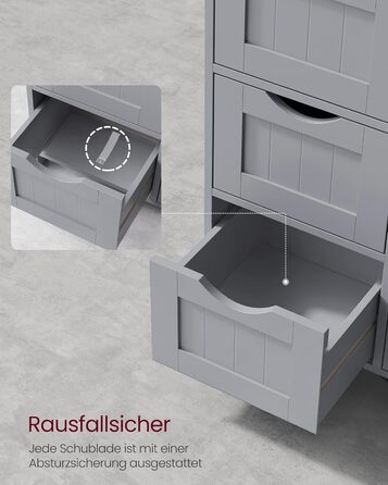 Шафка для ванної кімнати VASAGLE з 4 висувними ящиками, 30 x 30 x 82 см, білий колір, для ванної, вітальні, кухні, їдальні