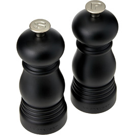 Набір для перцю та солі Le Creuset Kleines Mühlenset, чорний матовий, керамічний млин, ABS-пластик, 5x5x12.1 см