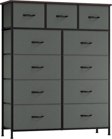 Комод з шухлядами Somdot, тканинний комод, комод для спальні, вітальні, передпокою, 5/11 шухляд, білий, штучна шкіра (кольори: котравий сірий, 30T x 100B x 118.5H см)