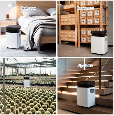 Електричний осушувач повітря Kalopsia: 50 л/день для підвалу та квартири - резервуар 8 л, 120 м², 46 дБ, автоматичне осушення, зливний насос та таймер 24 години, чорний