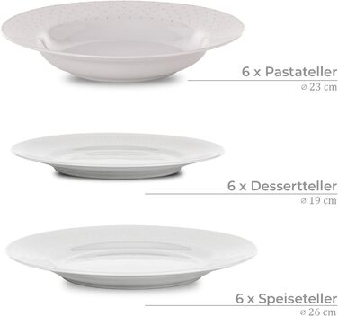 Набір посуду Konsimo Combi на 6 персон Набір тарілок AMELIA Modern 18 предметів Столовий сервіз - Столовий сервіз та набори посуду - Комбінований столовий сервіз на 6 персон - Сімейний сервіз - Посуд (Кармен, 18 ПРЕДМЕТІВ)