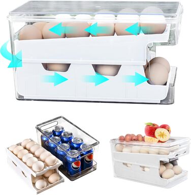 Організатор для яєць Virmate - 24 ячейки, зелений, для холодильника, з кришкою