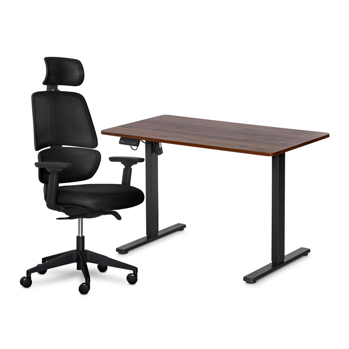 Комплект Mealux PowerDesk Lite Walnut + Leo Air Plus Black (арт. EVO-201 Lite Walnut /B +Y 546 KB)