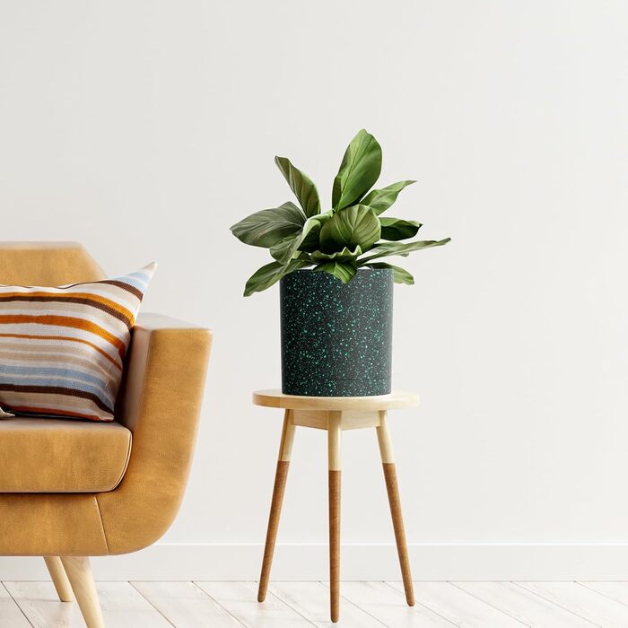 5шт горщиків для квітів з підставкою, 17.8/15.2/14/12.7/10.2см, пластикові горщики для рослин, гідропоніка, набір горщиків для дому та балкону, зелені з коричневим піддоном (7+6+5.5+5+4 дюйми)