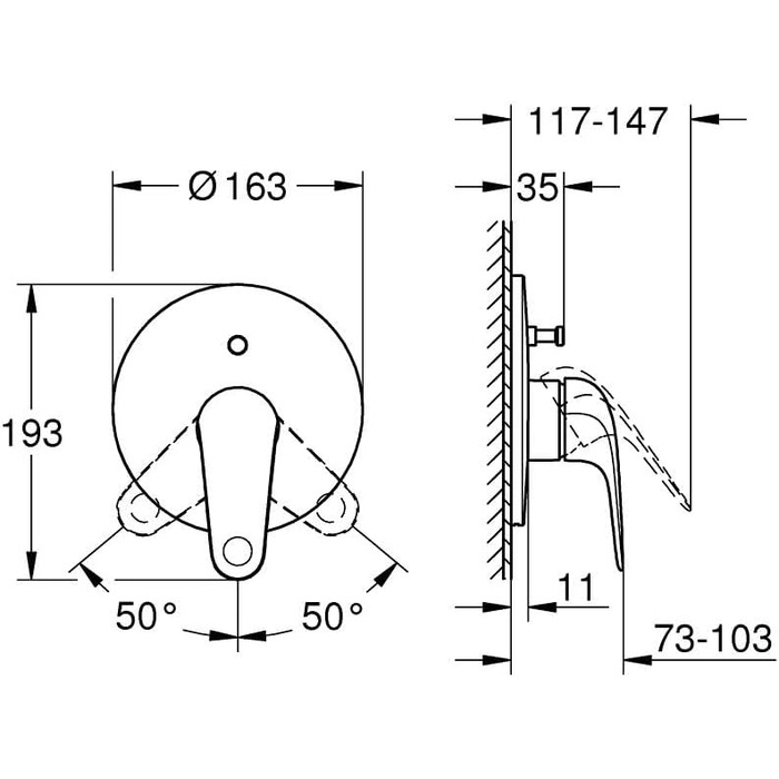 Змішувач для ванни Grohe Swift, хром, з інструментом, 24335001 (прихований монтаж)