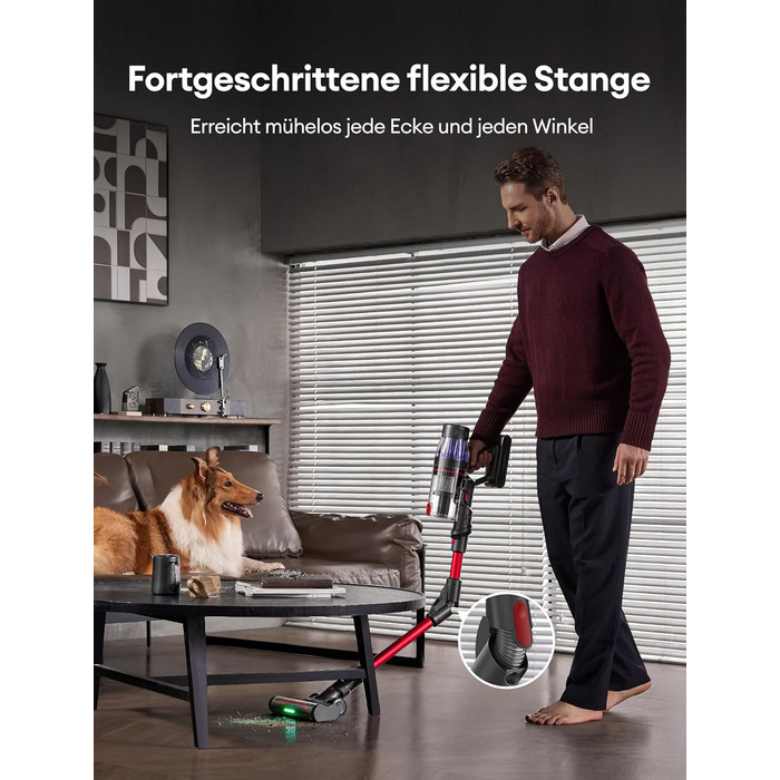 Бездротовий акумуляторний пилосос Ultenic U16 Flex: 550W, 50000Pa, 60 хв роботи, сенсорний екран, труба-кліпса, док-станція, антизаплутування для твердих поверхонь, килимів та шерсті тварин