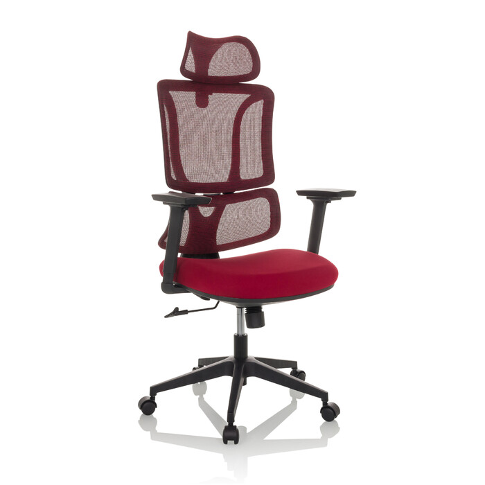 Офісний крісло / Крісло з обертанням ERGOMY, сидіння з тканини / спинка з сітчастої тканини, червоний колір, mybuero