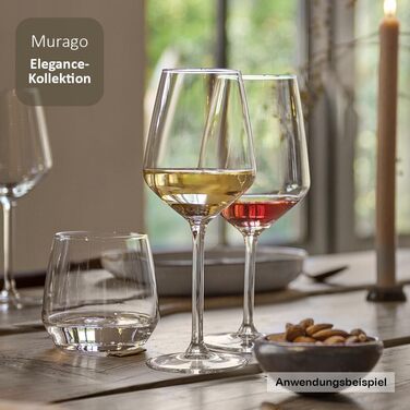 Набір келихів для білого вина Elegance 24 шт, 380 мл - великі келихи для вина, міцне скло, можна мити в посудомийній машині