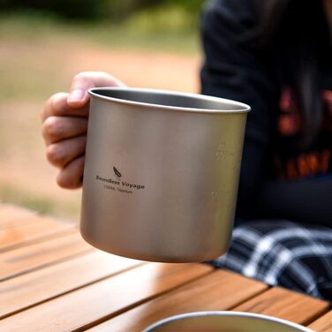 Набір посуду iBasingo Titan Becher Pfannen Set: 1100мл та 300мл для кемпінгу, туризму та пікніків. Легкий та компактний посуд з нержавіючої сталі з ручками-складанням. Набір для однієї людини Ti2053C