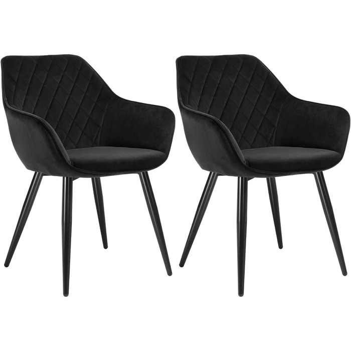 Набір обідніх стільців WOLTU 2 шт. з м'якими сидіннями, зелені, з металевими ніжками. Підходять для кухні, вітальні, їдальні.