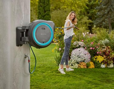 Gardena PowerRoll XXL Solo: Автоматичний шланг-намотувач 40м з акумулятором, бірюзовий (18645-55)