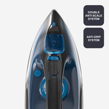 Праска з парою BLACK+DECKER BXIR2605E | 2600W | Потужний паровий удар 170 г/хв | Безперервний струмінь пари 40 г/хв | Нержавіюча сталь, захист від накипу, самоочищення | Ефективно видаляє віруси та бактерії