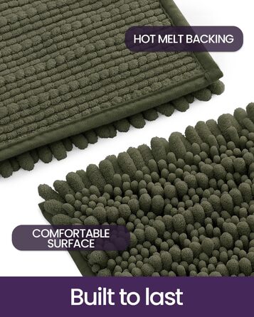 Килимок для ванної кімнати DEXI, м'який, поглинаючий, з дрібного ворсу, 50,8 x 81,3 см, оливковий