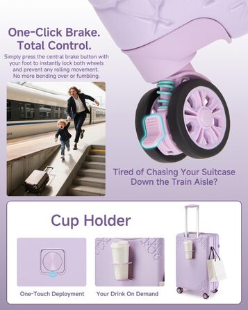 Набір валіз Sea Choice 3 шт. з жорстким корпусом, розширюваний, з TSA замком (фіолетовий)