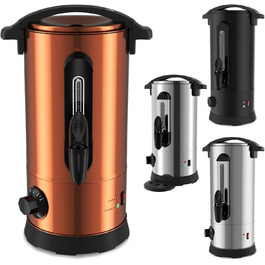 Глювайновий нагрівач 8л з 10 чашками | 1500W диспенсер гарячих напоїв з нержавіючої сталі з термостатом 30–110°C, функція підігріву та виливний кран | Глювайновий автомат для вечірок, мідно-кольоровий 8л