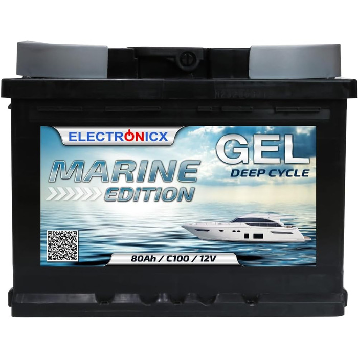 Гелева батарея 12 В 140 Ач Marine Edition технологія GEL, сонячна батарея для човна, автофургони, міцна надійна батарея для кемпінгу на човні Sola (80 Ач)