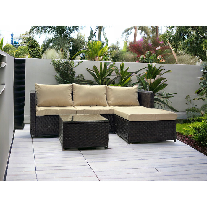 Двосторонній садовий кутовий диван SFS066 MTG, комплект садових меблів, коричневий