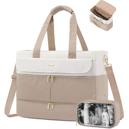 Сумка-валіза LOVEVOOK для жінок, 45L, Weekender, ручна поклажа, велике відкривання, сумка для пологового будинку, спортивна сумка, дорожня сумка, з відділенням для взуття та мокрою білизною, для подорожей, Gym, beige+khaki