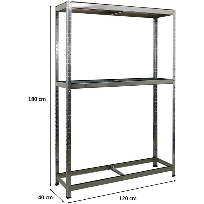Стелаж для шин PROREGAL Ragnar, 180x120x40 см, 2 рівні, до 8 шин, з полицею, 265 кг на полицю, оцинкований, для гаража, складу, підвалу