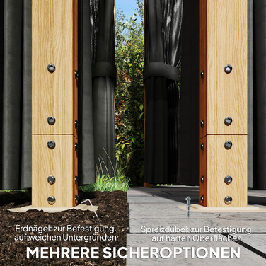 Газонний павільйон приблизно 4x3 м з алюмінієвим каркасом та полікарбонатним дахом 6 мм, з москітною сіткою, 4 боковими панелями з імітацією натурального дерева.