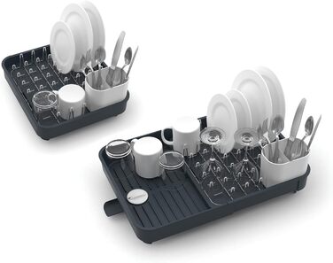 Висувна сушилка для посуду Joseph Joseph Extend з підставкою для столових приборів та виливним краном, сіра, 4 секції