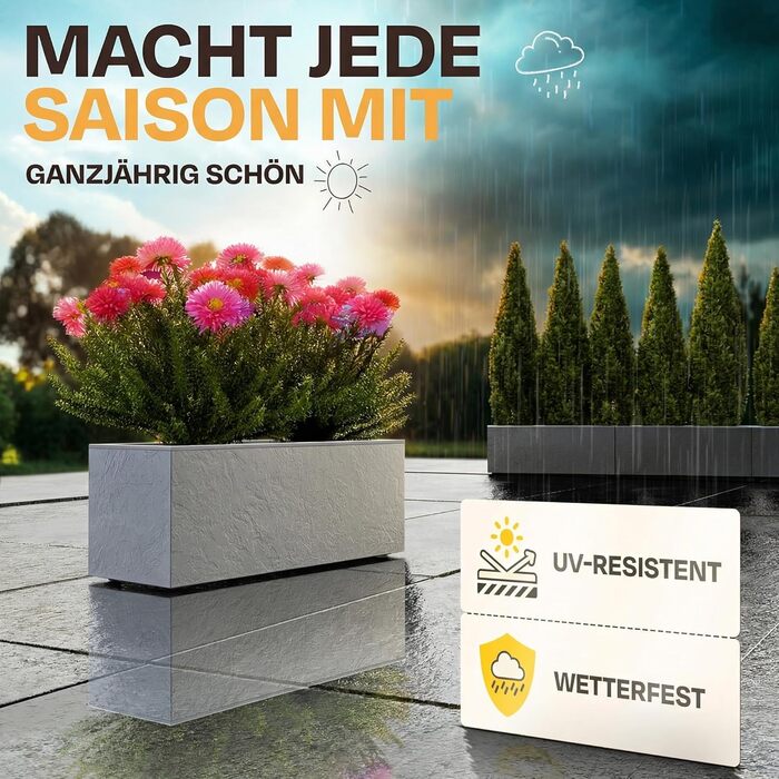 Плантатор Ondis24 Vulkan, 57л, прямокутний, з водосховищем, для балкона/тераси, сірий