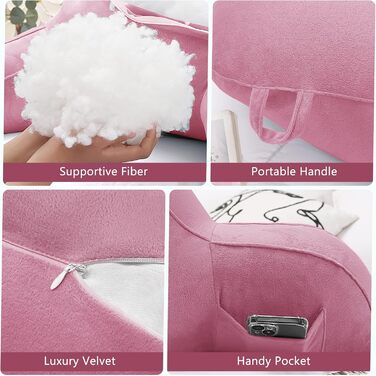 Лежак-подушка для читання, м'який лежак з підлокітниками для дорослих та дітей, рожевий