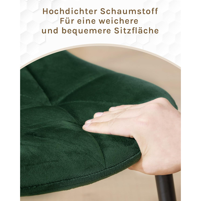 Набір обідніх стільців Lestarain (4 шт.) з підлокотниками, для кухні, вітальні, обідньої кімнати. М'які стільці з оксамитовим покриттям, металевий каркас, ергономічний дизайн, темно-зелений колір