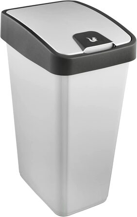 Контейнер для сміття преміум-класу keeeper з відкидною кришкою, м'який на дотик, магнієвий, графітово-сірий (45 л, сріблястий)