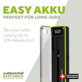 Термометр для гриля Outdoorchef Easy Check Quadro з Bluetooth, 4 датчики, 200м, миюча посудомийна машина, з магнітною док-станцією