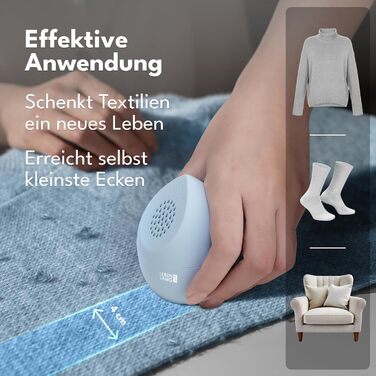 Електричний міні-фільтр для одягу LEBENLANG - з запасними лезами та пензликом для чищення | Видалення ворсу та пуху | Підходить для вовняних виробів (Блакитний, 400mAh)