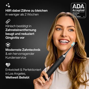 Електрична зубна щітка Aquasonic Black Series Ultra - 8 насадок, кейс, бездротова зарядка, 4 режими, таймер