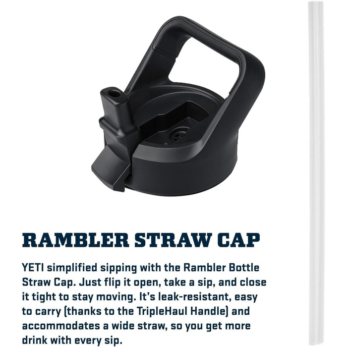 Термос YETI Rambler з кришкою-соломинкою, чорний, 769 мл