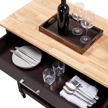 Сервізний візок Yaheetech з шухлядою, кухонний візок з 2 полицями, на коліщатках, 51 x 101,5 x 92 см, білий (Espresso)