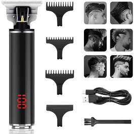 Машинка для стрижки волосся Professional Detailer Машинка для стрижки волосся Чоловічий електричний тример для волосся, Акумуляторний точний тример Контурний тример Бритва Easy Trim зі світлодіодним дисплеєм, T Blade Trimmer для чоловіків Cool Black