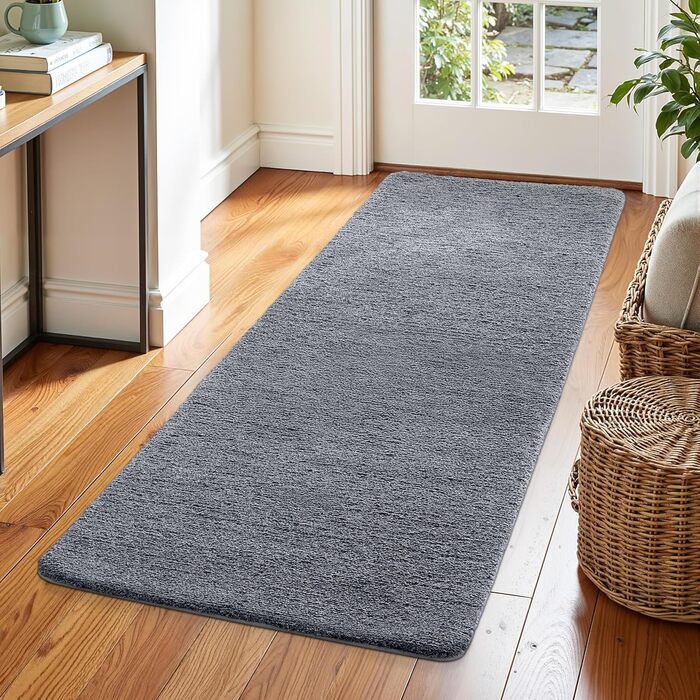 Килимок для дому DEXI 80 x 120 см, антиковзаючий, для прибирання бруду, миється в пральній машині, поглинаючий, для собак, вхідний килимок, для порогу та коридору (60 x 180 см, сіро-блакитний)