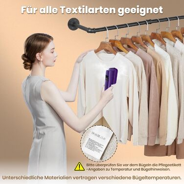 Портативний паровий випрямляч для подорожей 2-в-1, швидкий нагрів за 15 секунд (фіолетовий)