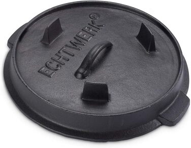 Нідерландський казанок Echtwerk Dutch Oven з чавуну, 4.9 л, готовий до використання, кришка-сковорода, для гриля, чорний, лімітована серія
