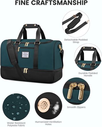 Сумка-рюкзак LOVEVOOK 37L, чорно-блакитна, для подорожей, спортзалу, пологів, з відділенням для взуття та мокрих речей, водонепроникна, ручна клада