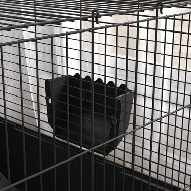 Клітка для дрібних тварин PawHut з аксесуарами, чорна сталь, 112,5 x 99 x 54 см