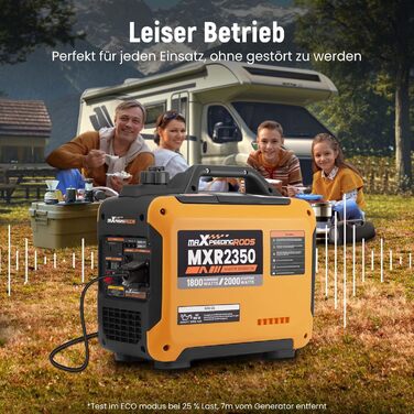 Інверторний генератор maXpeedingrods 2000W, бензиновий, 4-тактний з USB та 230V, цифровий дисплей, компактний, для кемпінгу та подорожей